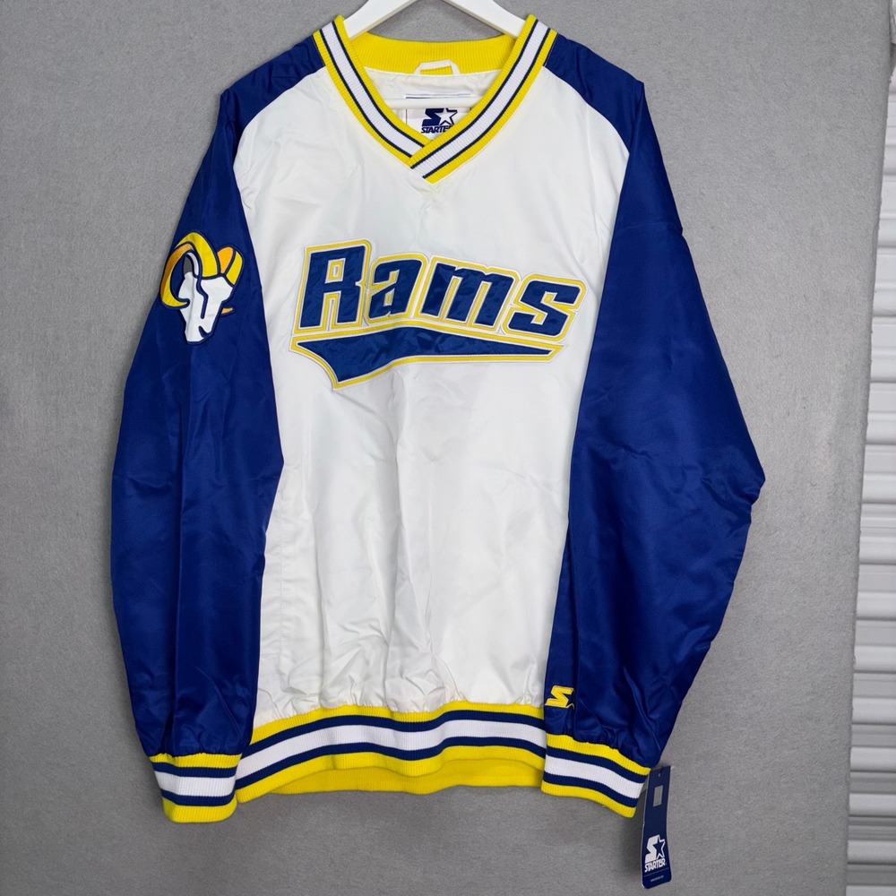 Los Angeles Rams Jacket Mens Large White NFL Football Starter Pullover V Neck